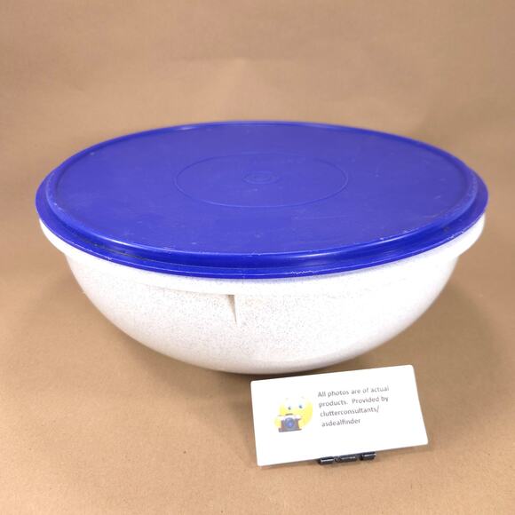 Vintage Tupperware Fix-N-Mix Bowl White Speckle Blue #274 - Picture 1 of 5